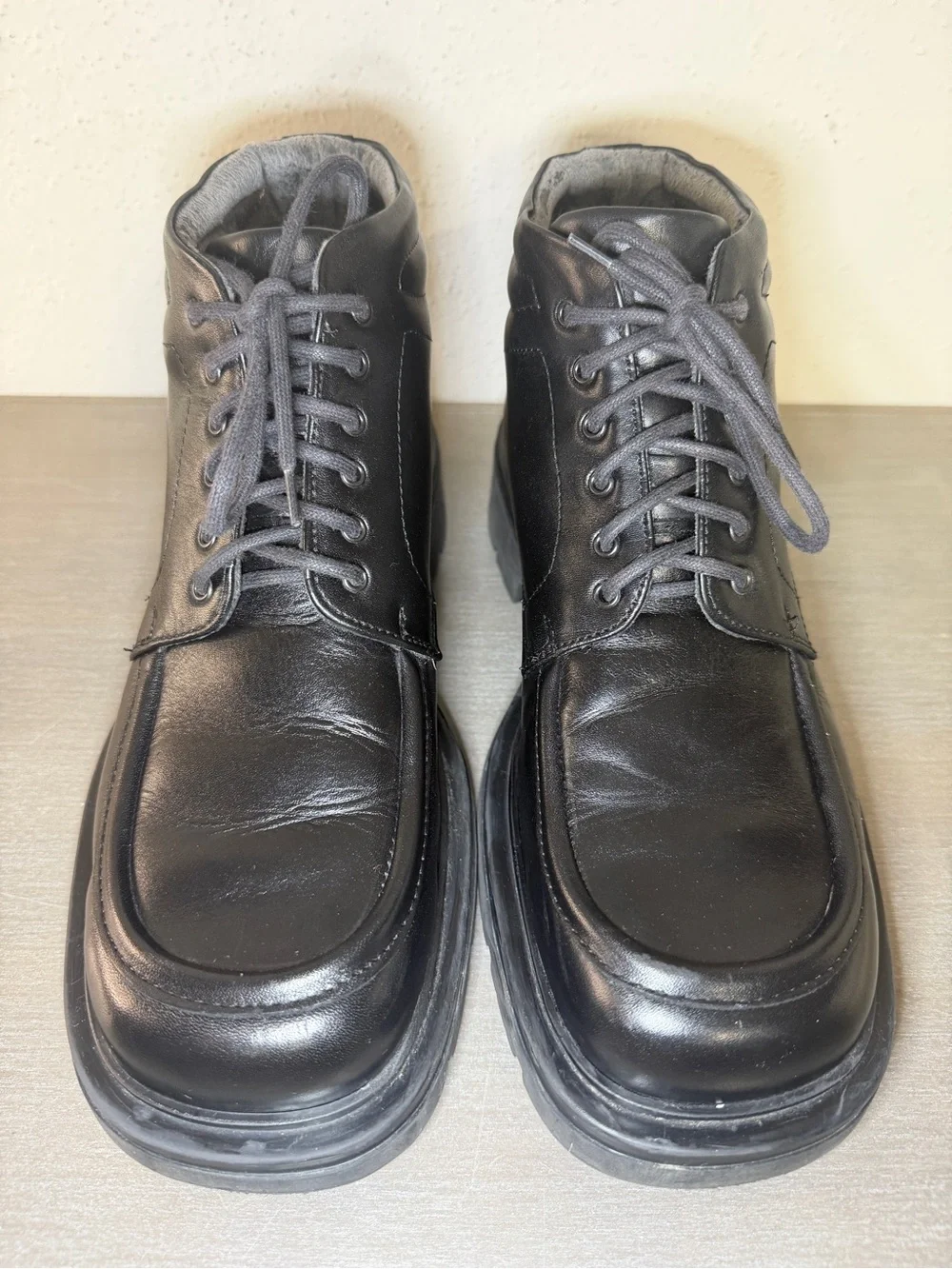 Rare Vintage Skechers Mens 8.5M Black Leather Chukka Boots Made In Italy